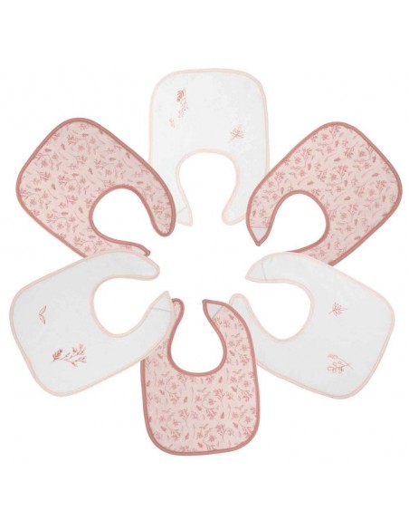 Σετ 6 Σαλιαρών 22x30cm - Pink Flower - Trois Kilos Sept