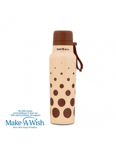 Θερμός μπουκάλι ανοξείδωτο με στόμιο We Care. Brown Dots 500ml NAVA