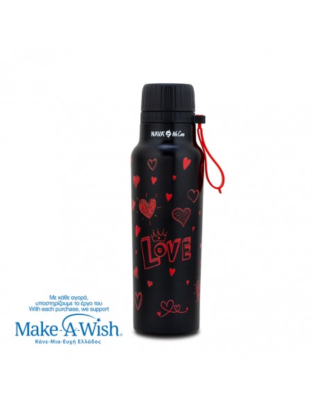 Θερμός μπουκάλι ανοξείδωτο με στόμιο We Care. Love 500ml NAVA