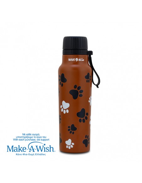 Θερμός μπουκάλι ανοξείδωτο με στόμιο We Care. Paw Prints 500ml NAVA