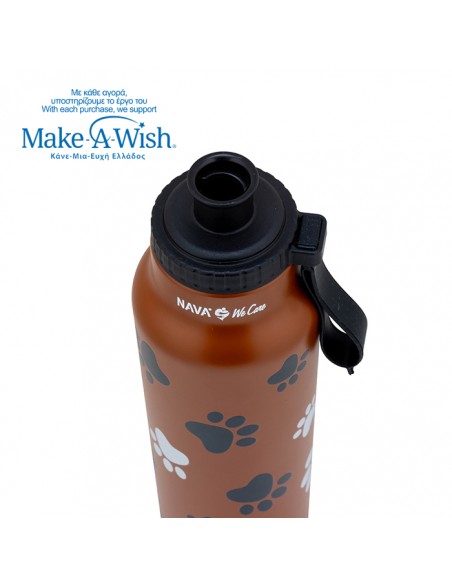 Θερμός μπουκάλι ανοξείδωτο με στόμιο We Care. Paw Prints 500ml NAVA