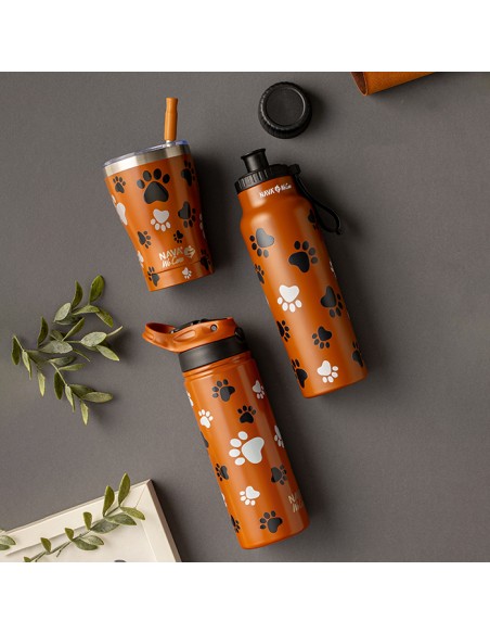 Θερμός μπουκάλι ανοξείδωτο με στόμιο We Care. Paw Prints 500ml NAVA