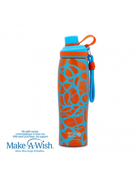 Θερμός μπουκάλι ανοξείδωτο με στόμιο We Care. Blue Print 650ml NAVA