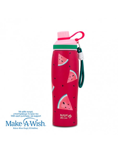 Θερμός μπουκάλι ανοξείδωτο με στόμιο We Care. Watermellon 650ml NAVA