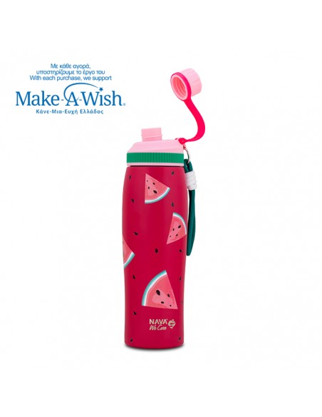 Θερμός μπουκάλι ανοξείδωτο με στόμιο We Care. Watermellon 650ml NAVA