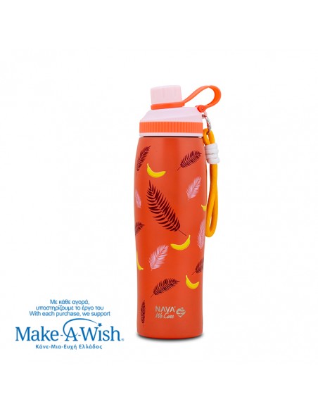 Θερμός μπουκάλι ανοξείδωτο με στόμιο We Care. Palm Banana 650ml NAVA
