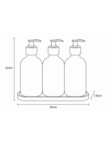 Σετ Μπάνιου με 3 Dispenser σε Δίσκο Μπαμπού White MRShome