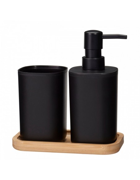 Σετ Μπάνιου από PP 3 Τεμαχίων Black/Natural MRShome
