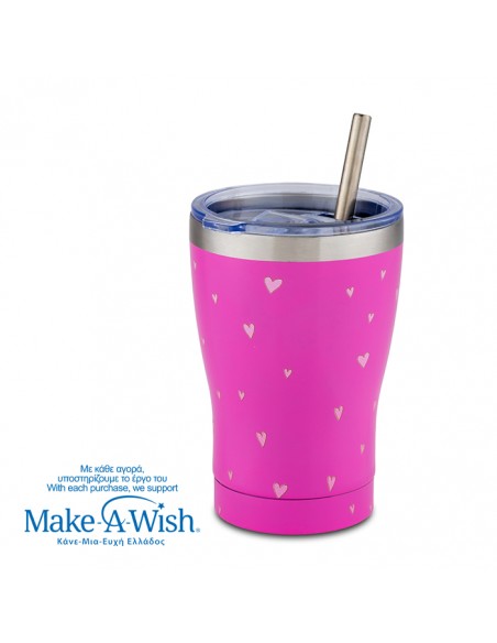 Θερμός ποτήρι με ανοξείδωτο καλαμάκι We Care Pink Unicorn 400ml NAVA