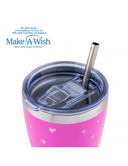 Θερμός ποτήρι με ανοξείδωτο καλαμάκι We Care Pink Unicorn 400ml NAVA