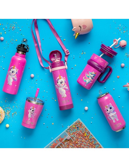 Θερμός ποτήρι με ανοξείδωτο καλαμάκι We Care Pink Unicorn 400ml NAVA