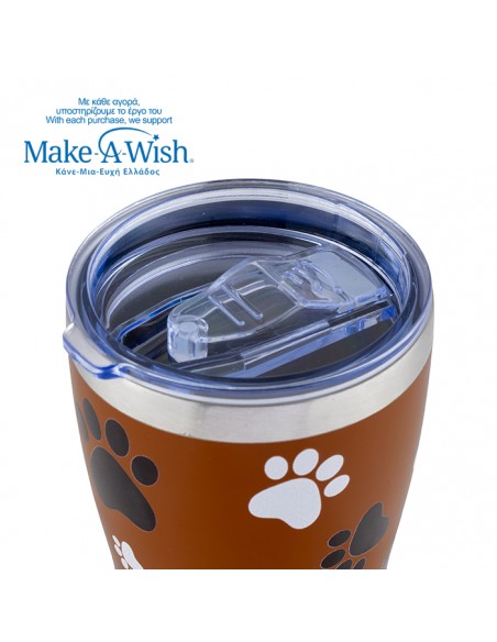 Θερμός ποτήρι με ανοξείδωτο καλαμάκι We Care. Paw Prints 400ml NAVA