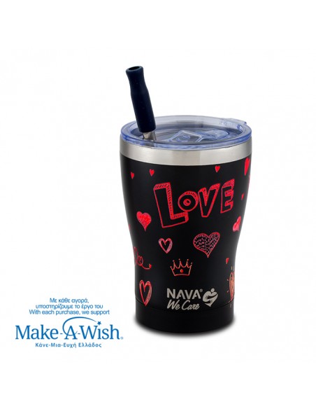 Θερμός ποτήρι με ανοξείδωτο καλαμάκι We Care. Love 400ml NAVA