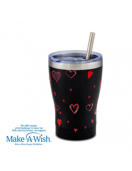 Θερμός ποτήρι με ανοξείδωτο καλαμάκι We Care. Love 400ml NAVA