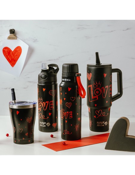 Θερμός ποτήρι με ανοξείδωτο καλαμάκι We Care. Love 400ml NAVA