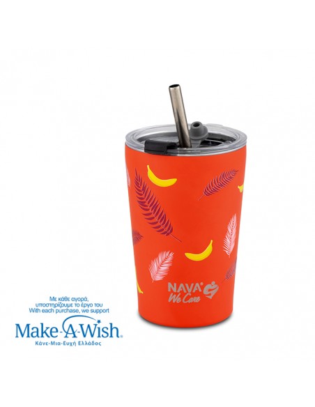  NAVAΘερμός ποτήρι με ανοξείδωτο καλαμάκι We Care. Palm Banana 350ml