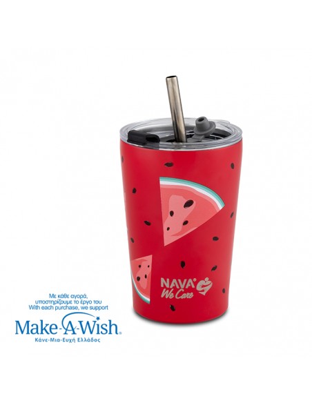  NAVAΘερμός ποτήρι με ανοξείδωτο καλαμάκι We Care. Watermelon 350ml