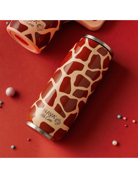 Θερμός ποτήρι με καλαμάκι από σιλικόνη We Care. Giraffe Print 500ml NAVA