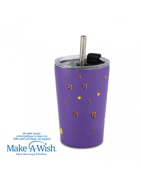  NAVAΘερμός ποτήρι με ανοξείδωτο καλαμάκι We Care. Purple Unicorn 350ml