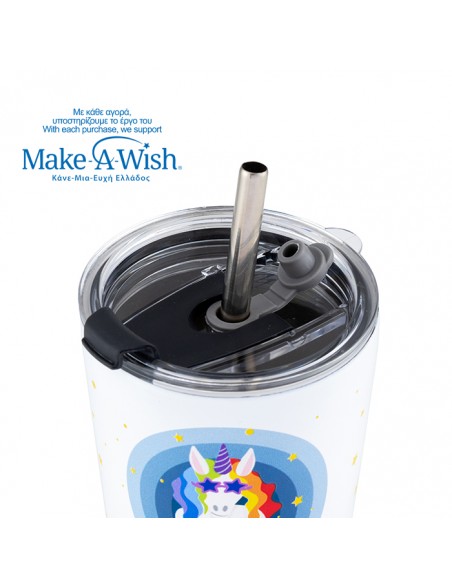  NAVAΘερμός ποτήρι με ανοξείδωτο καλαμάκι We Care. White Unicorn 350ml