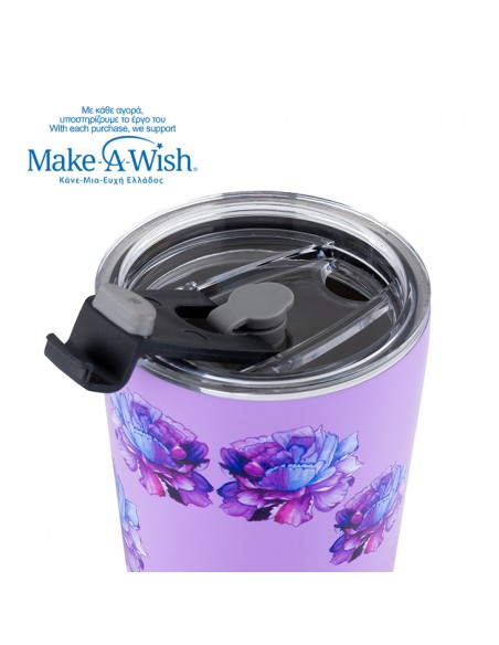  NAVAΘερμός ποτήρι με ανοξείδωτο καλαμάκι We Care. Purple Floral 350ml