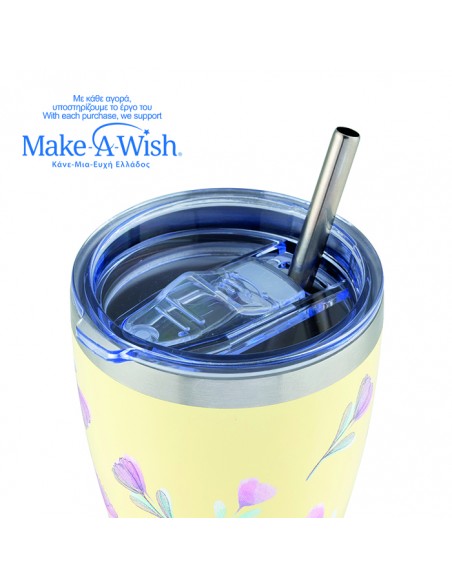  NAVAΘερμός ποτήρι με ανοξείδωτο καλαμάκι We Care. Cream Floral 400ml