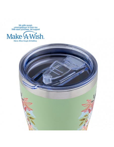  NAVAΘερμός ποτήρι με ανοξείδωτο καλαμάκι We Care. Green Floral 400ml