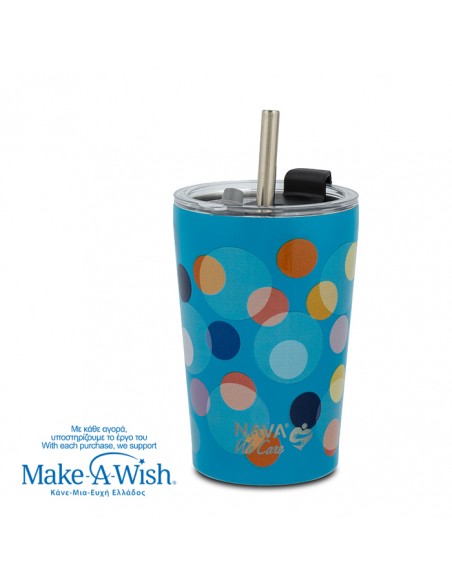 Θερμός ποτήρι με ανοξείδωτο καλαμάκι We Care. Color Dots 350ml
