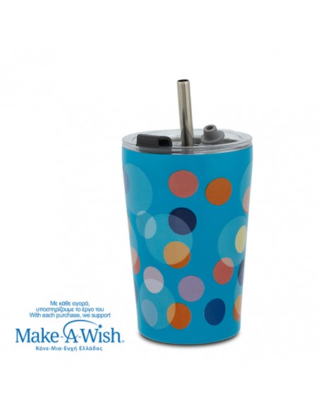 Θερμός ποτήρι με ανοξείδωτο καλαμάκι We Care. Color Dots 350ml