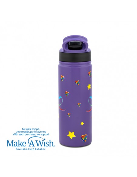 Θερμός μπουκάλι ανοξείδωτο με καλαμάκι We Care. Purple Unicorn 500ml NAVA