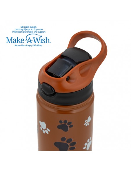 Θερμός μπουκάλι ανοξείδωτο με καλαμάκι We Care. Paw Prints 500ml NAVA
