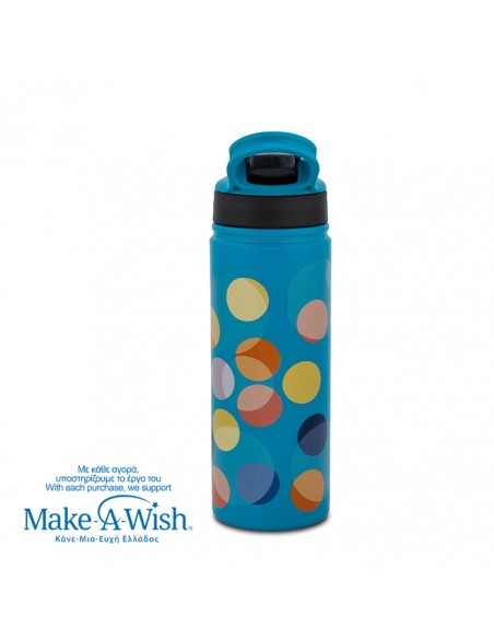 Θερμός μπουκάλι ανοξείδωτο με καλαμάκι We Care. Color Dots 500ml NAVA