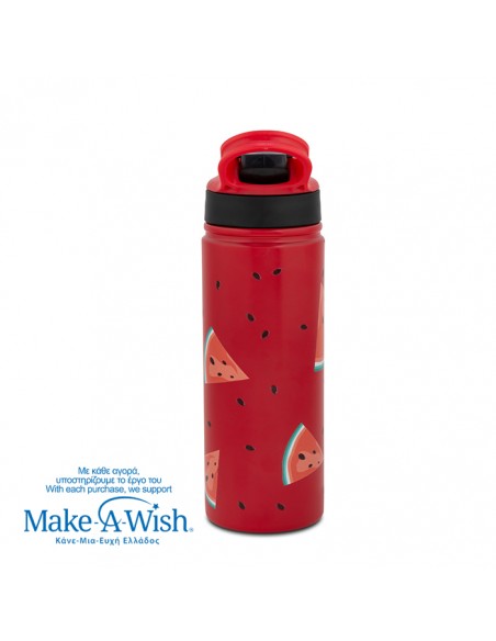 Θερμός μπουκάλι ανοξείδωτο με καλαμάκι We Care. Watermelon 500ml NAVA
