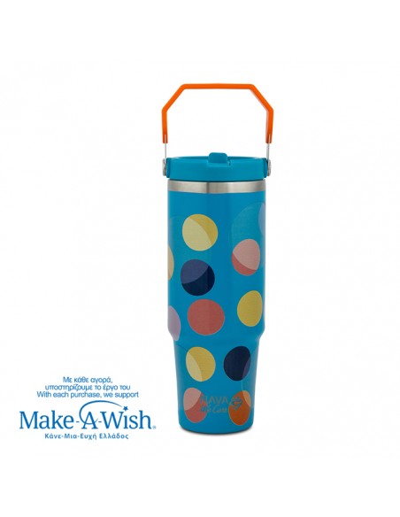 Θερμός tumbler ανοξείδωτο με καλαμάκι We Care. Color Dots 900ml NAVA