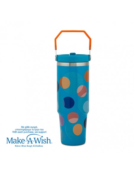 Θερμός tumbler ανοξείδωτο με καλαμάκι We Care. Color Dots 900ml NAVA