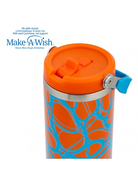 Θερμός tumbler ανοξείδωτο με καλαμάκι We Care. Blue Print 900ml NAVA