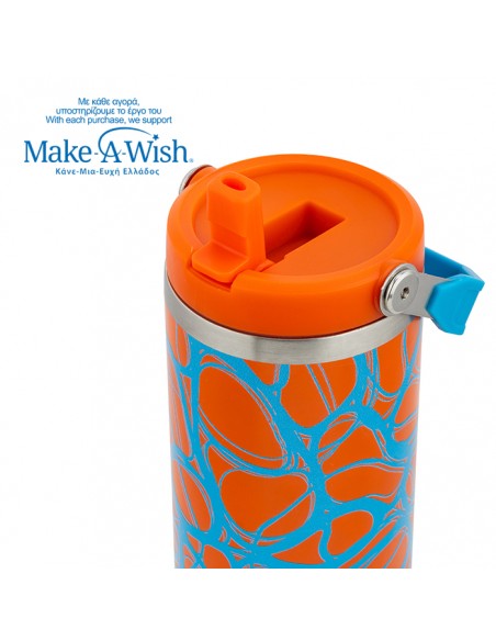 Θερμός tumbler ανοξείδωτο με καλαμάκι We Care. Blue Print 900ml NAVA