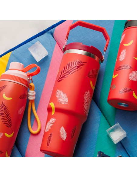 Θερμός tumbler ανοξείδωτο με καλαμάκι We Care. Palm Banana 900ml NAVA