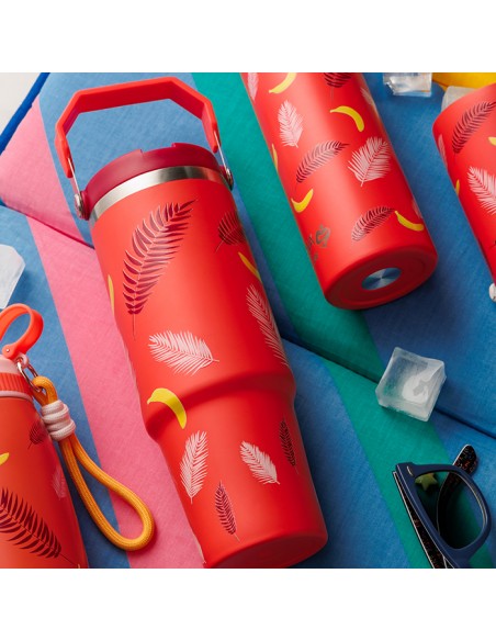 Θερμός tumbler ανοξείδωτο με καλαμάκι We Care. Palm Banana 900ml NAVA