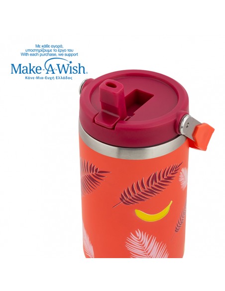 Θερμός tumbler ανοξείδωτο με καλαμάκι We Care. Palm Banana 900ml NAVA