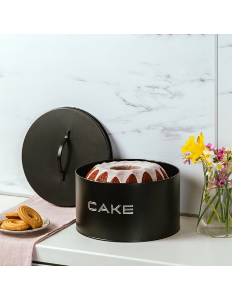 Τουρτιέρα μεταλλική με καπάκι total black 25cm NAVA