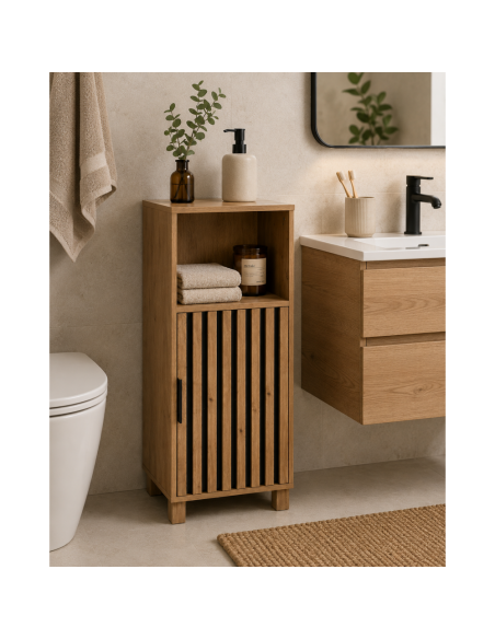 Έπιπλο Ξύλινο με Ντουλάπι και Ράφι Καφέ 35x30x86cm MRShome