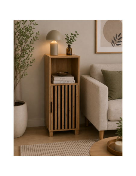 Έπιπλο Ξύλινο με Ντουλάπι και Ράφι Καφέ 35x30x86cm MRShome