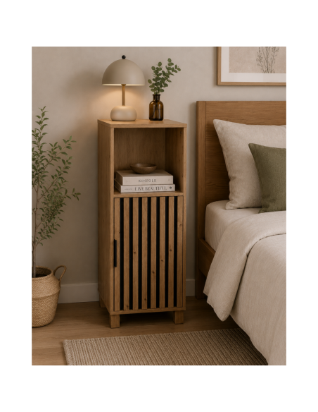Έπιπλο Ξύλινο με Ντουλάπι και Ράφι Καφέ 35x30x86cm MRShome