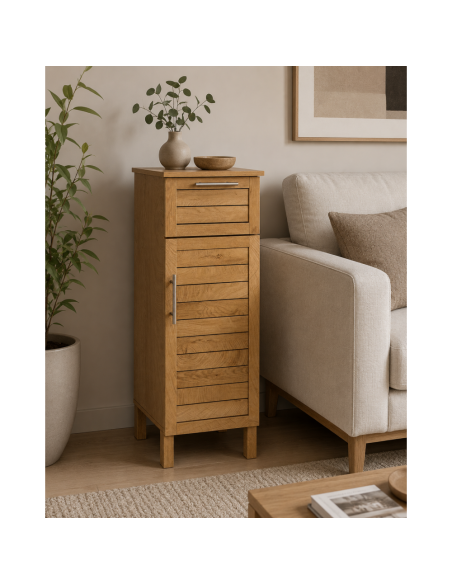 Έπιπλο Ξύλινο με Ντουλάπι και Ράφι Καφέ 35x30x93cm MRShome
