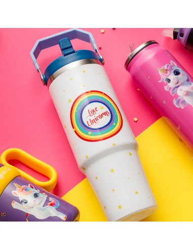 Θερμός tumbler ανοξείδωτο με καλαμάκι We Care....