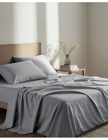 Σεντόνι Υπέρδιπλο με Λάστιχο Unicolors - Medium Gray Nima Home