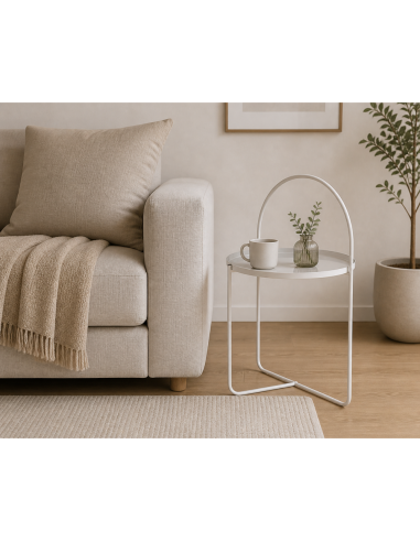 Side Table Μεταλλικό Μπέζ Φ40x65cm MRShome
