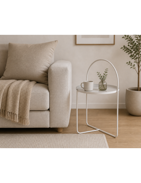 Side Table Μεταλλικό Μπέζ Φ40x65cm MRShome