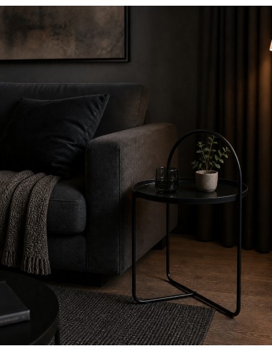 Side Table Μεταλλικό Μαύρο Φ40x65cm MRShome